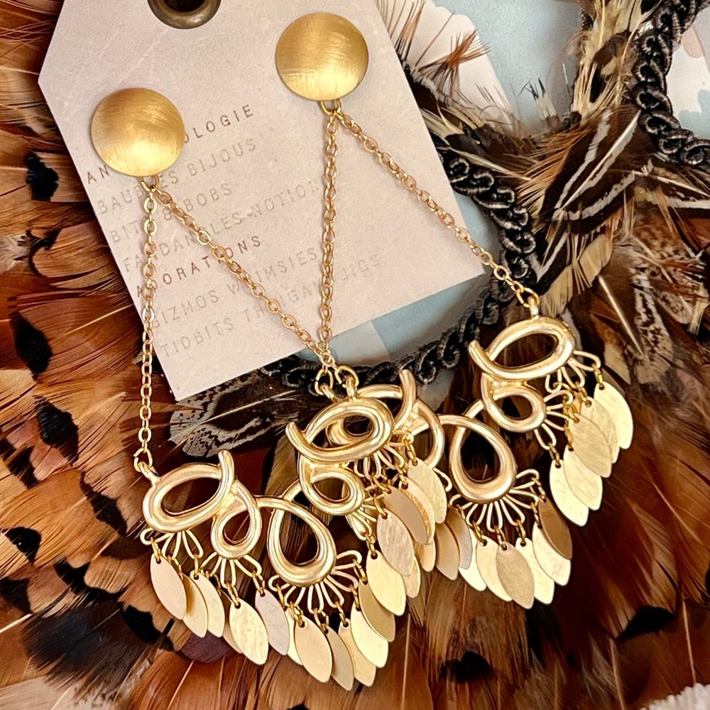 🌺🎉HP🎉🌺 NWT Anthropologie Gold Scroll Chandeliers - Picture 4 of 16